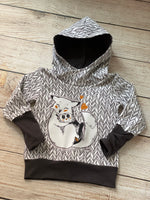 12 month-3t grow with me hoodie- Fox and Owl
